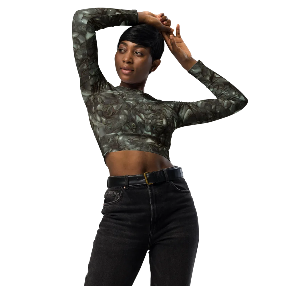Mercury Reef on Long Sleeve Crop Top — Front