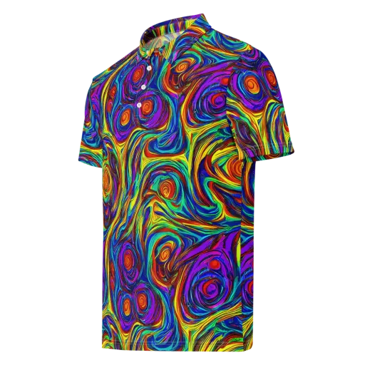 Technicolor Tempest on a Men's Slim Fit Polo Shirt