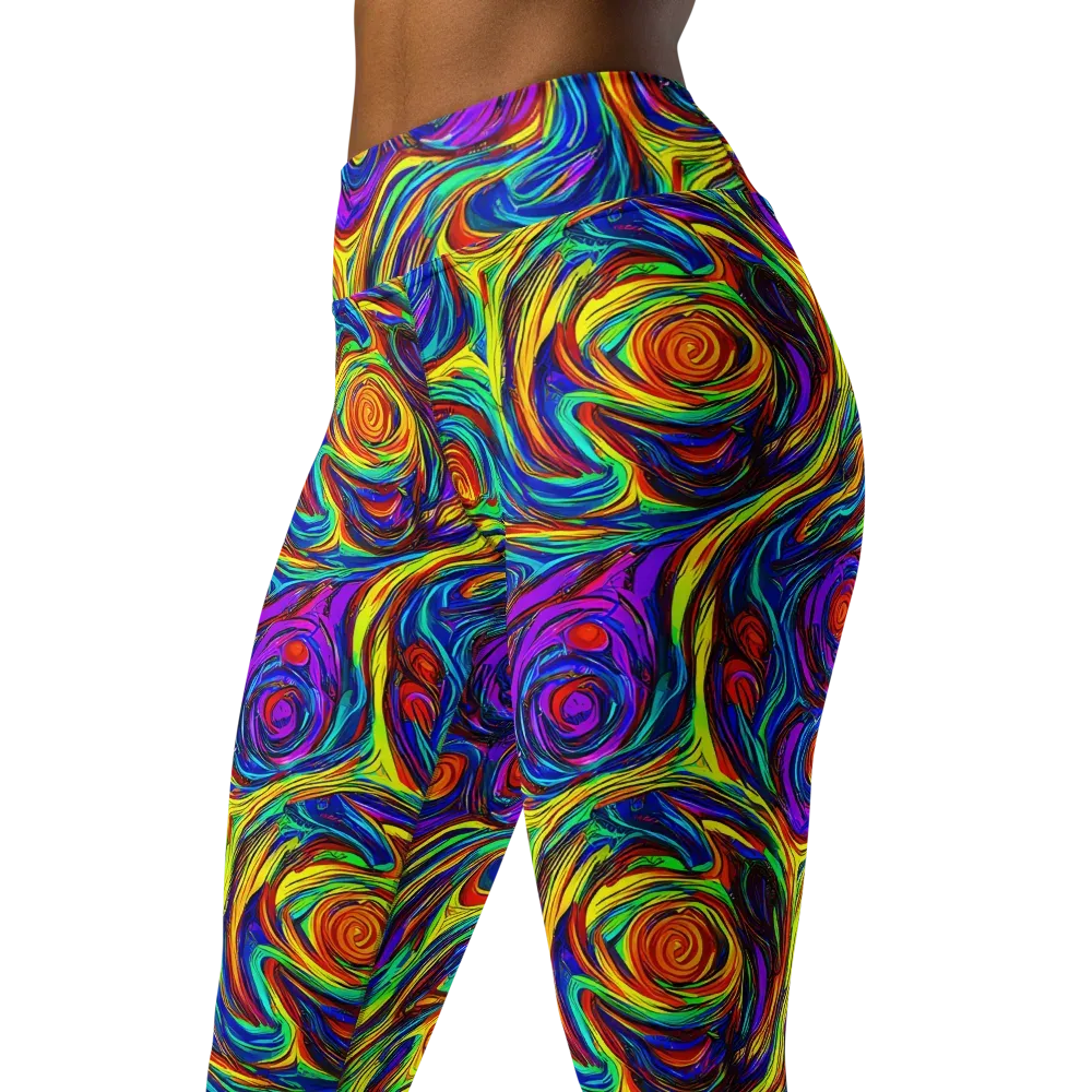 Technicolor Tempest on Yoga Leggings — Left Front