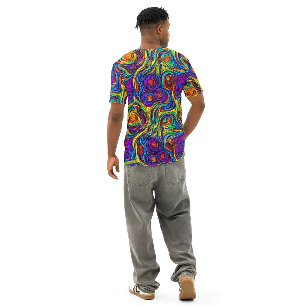 Technicolor Tempest on Men's Cotton Crew Neck T-Shirt — Back