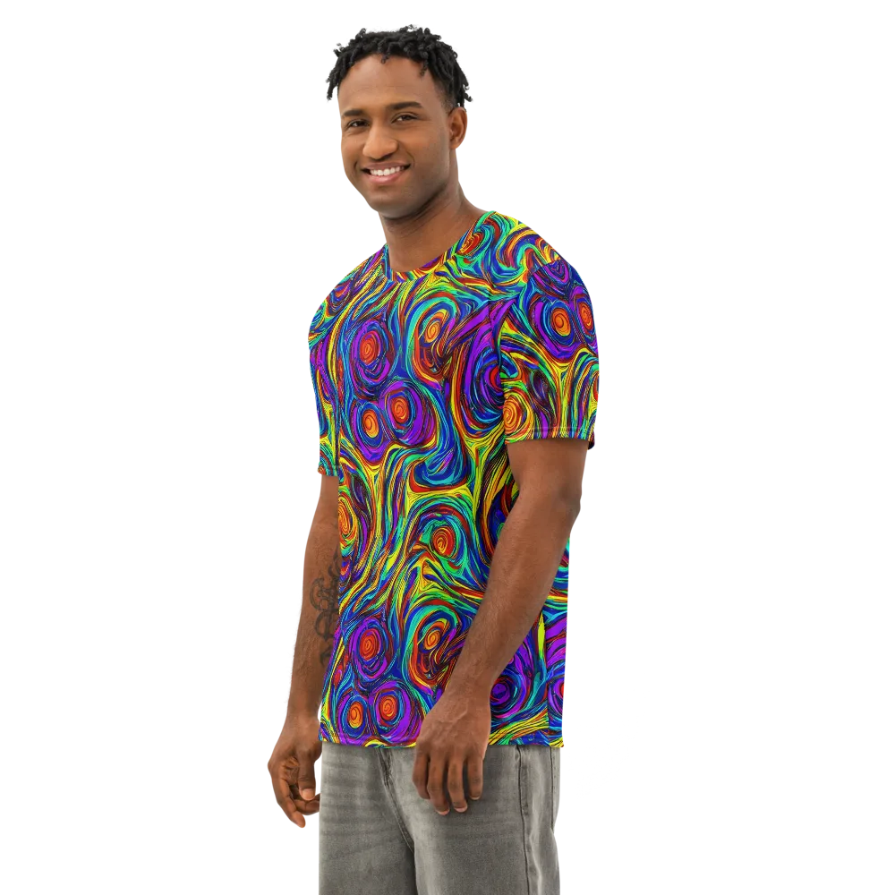 Technicolor Tempest on Men's Cotton Crew Neck T-Shirt — Left Front