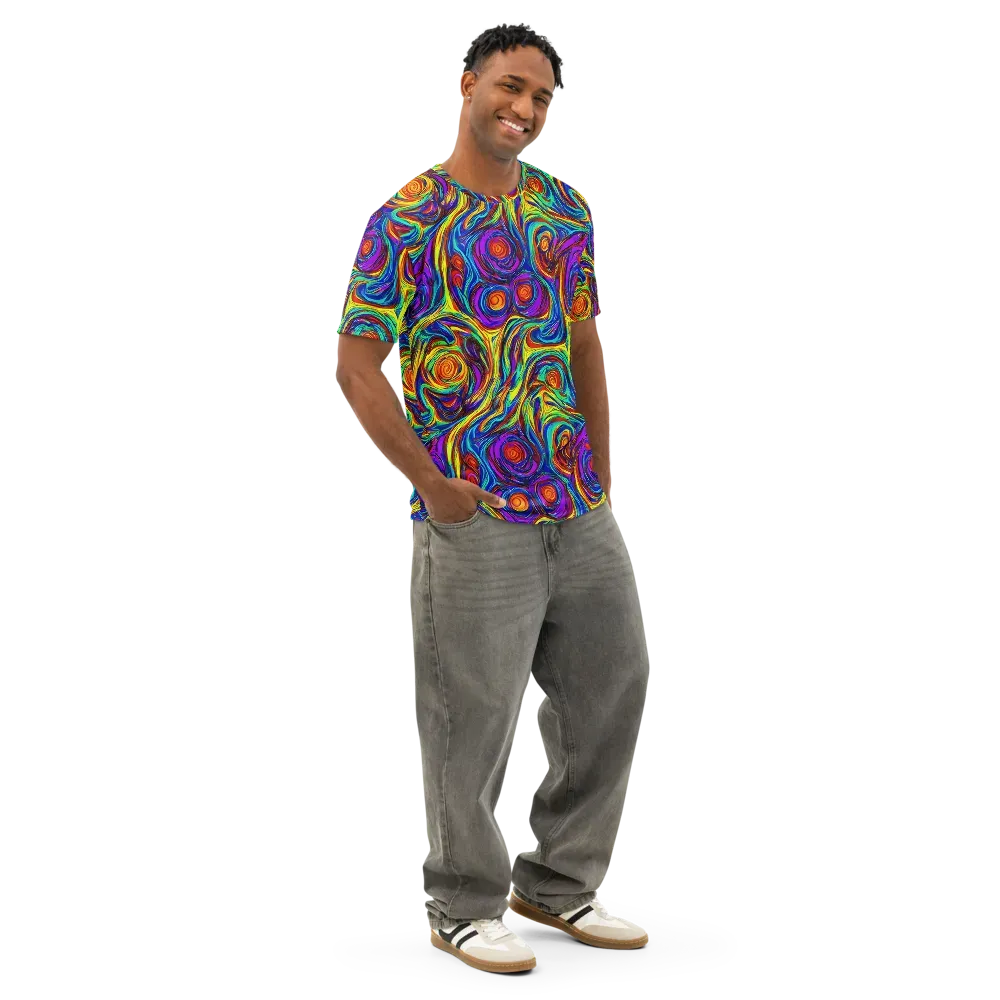 Technicolor Tempest on Men's Cotton Crew Neck T-Shirt — Right Front