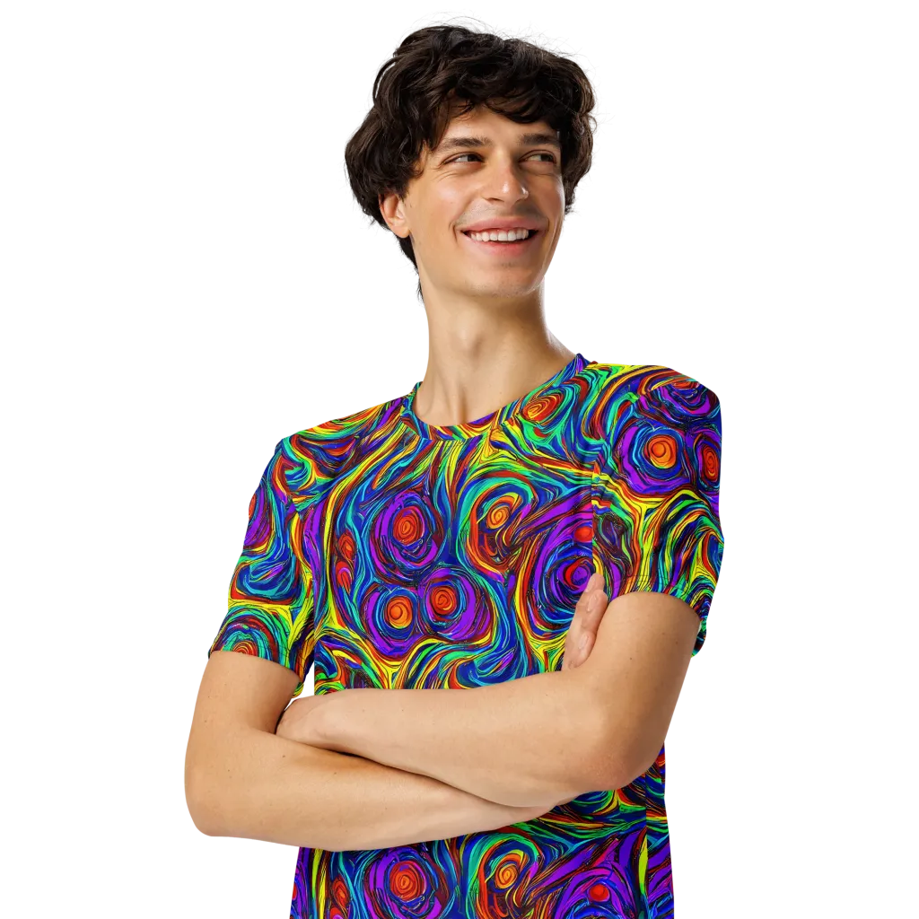 Technicolor Tempest on Men's Crew Neck T-Shirt — Left Front