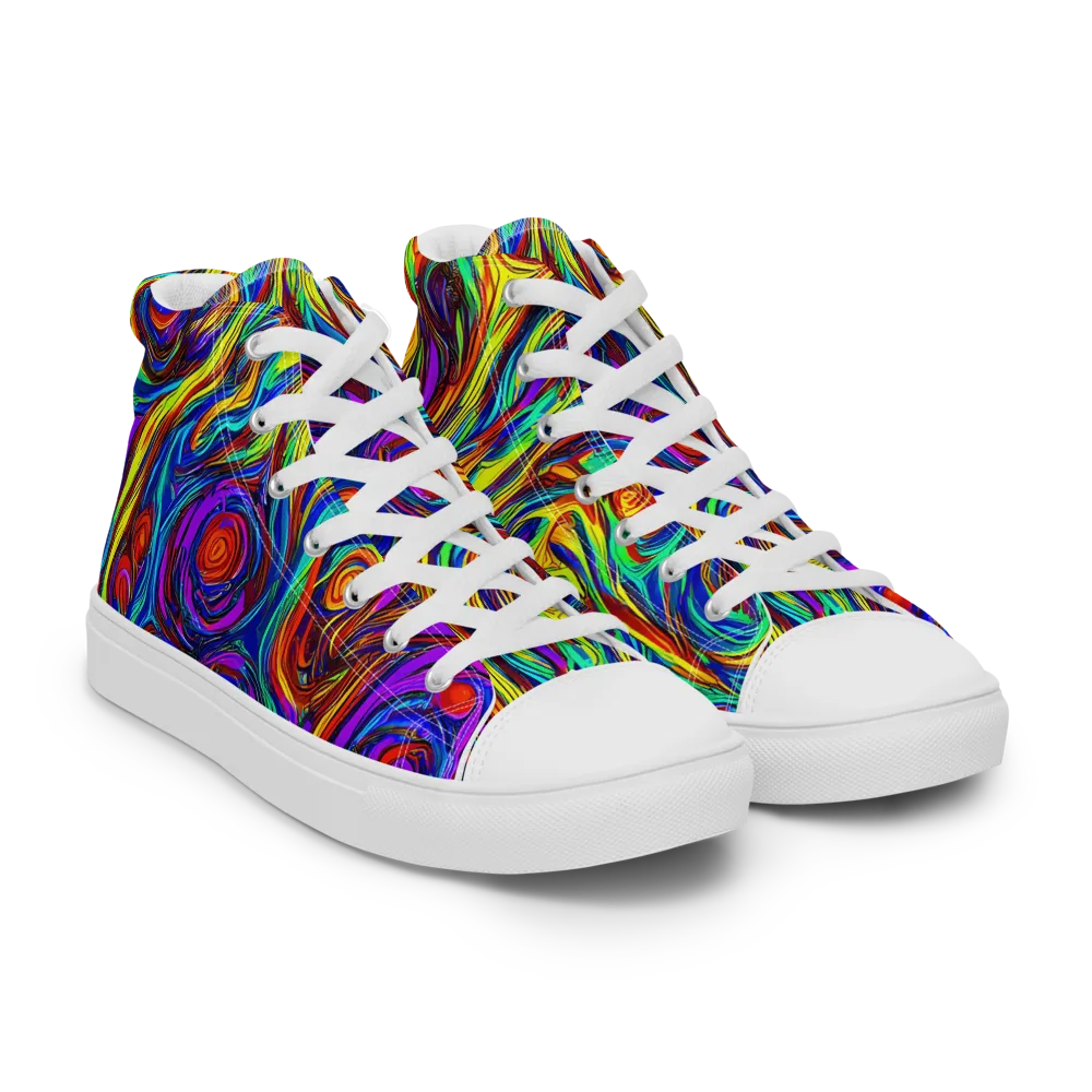 Technicolor Tempest on Men's High Top Canvas Shoes — Right Front