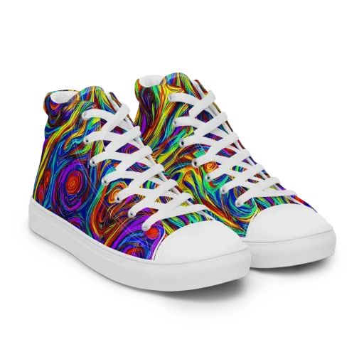 Technicolor Tempest on a Men's High Top Canvas Shoes