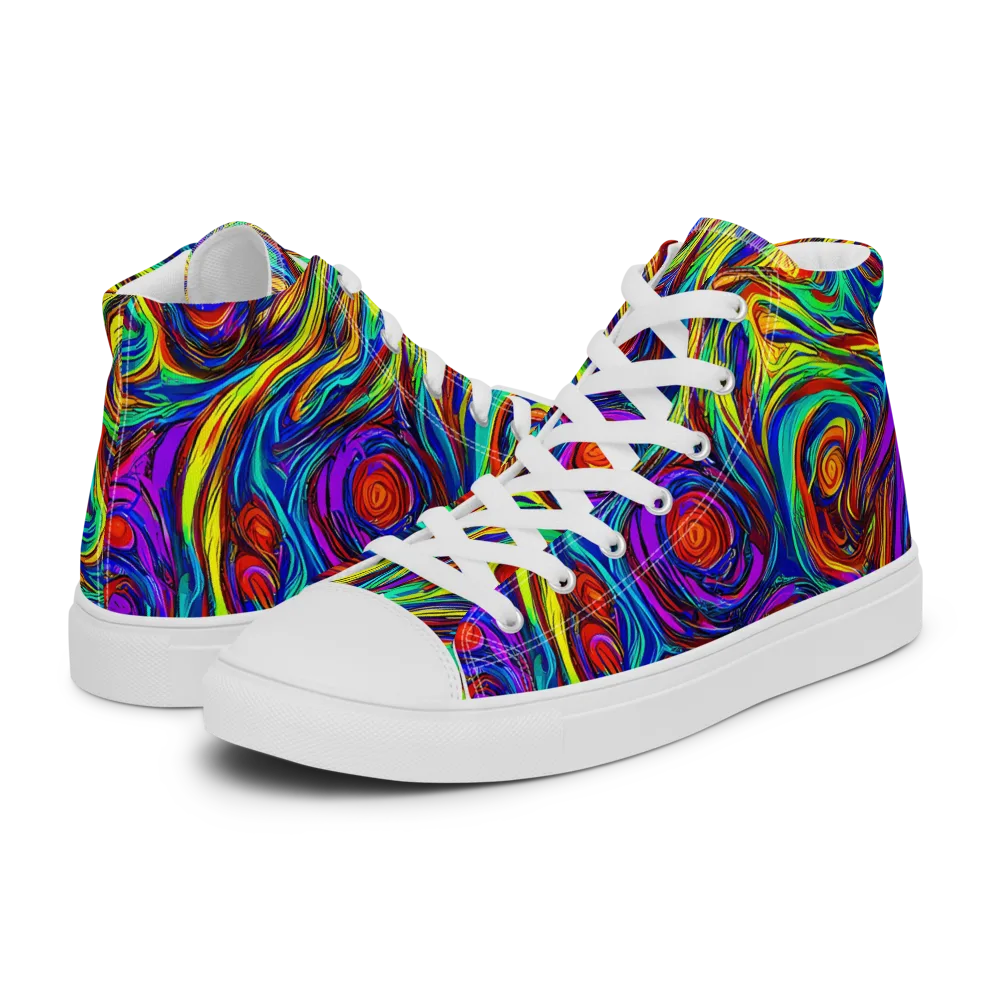 Technicolor Tempest on Men's High Top Canvas Shoes — Left