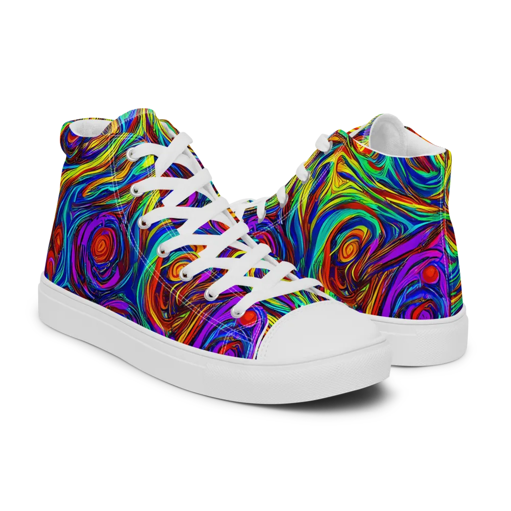 Technicolor Tempest on Men's High Top Canvas Shoes — Right