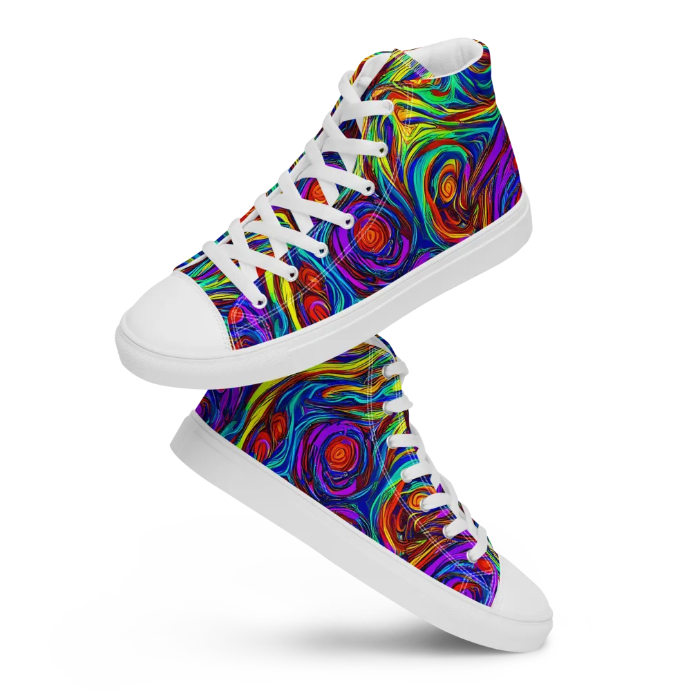 Technicolor Tempest on Men's High Top Canvas Shoes — Front