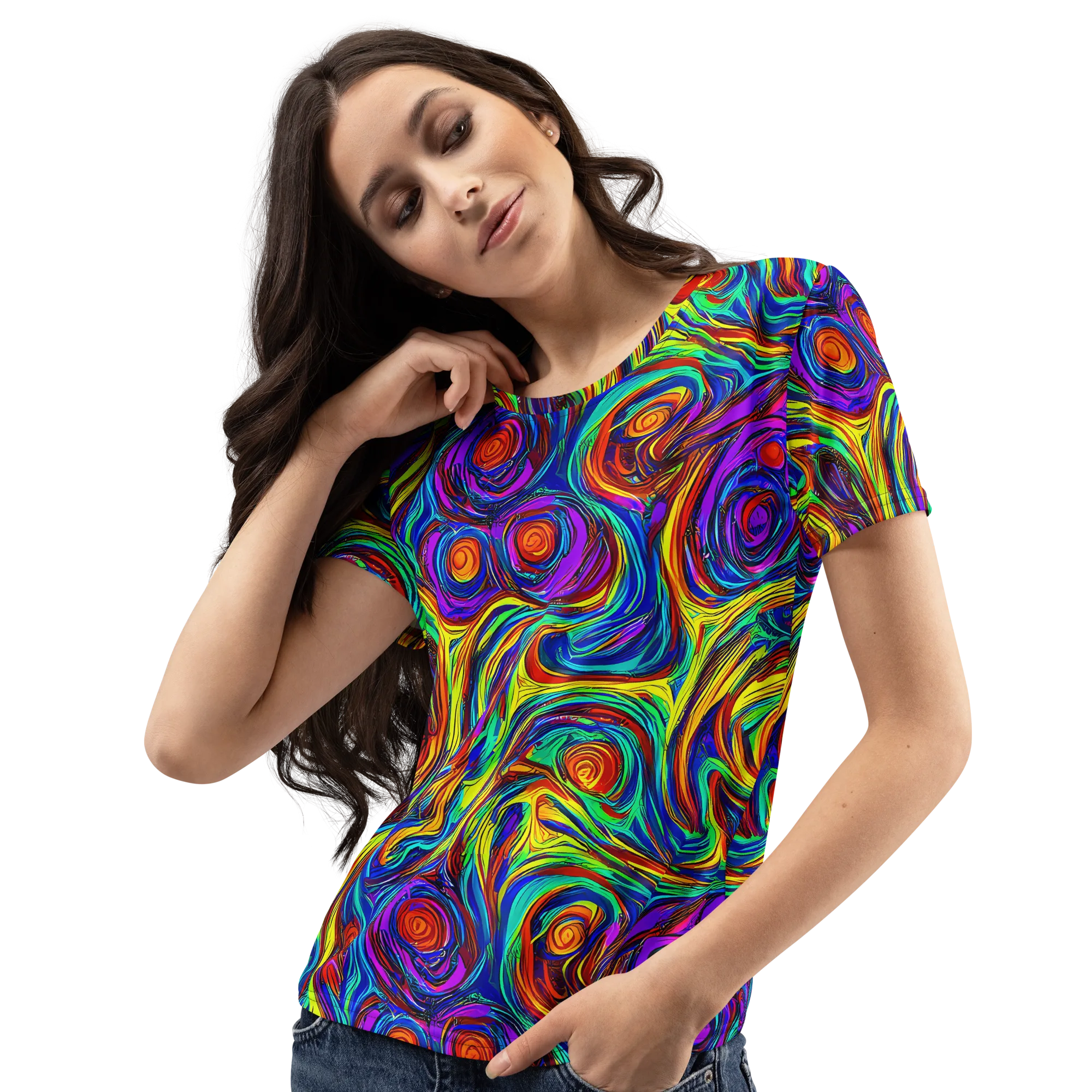 Technicolor Tempest on Women's Crew Neck T-Shirt — Left Front