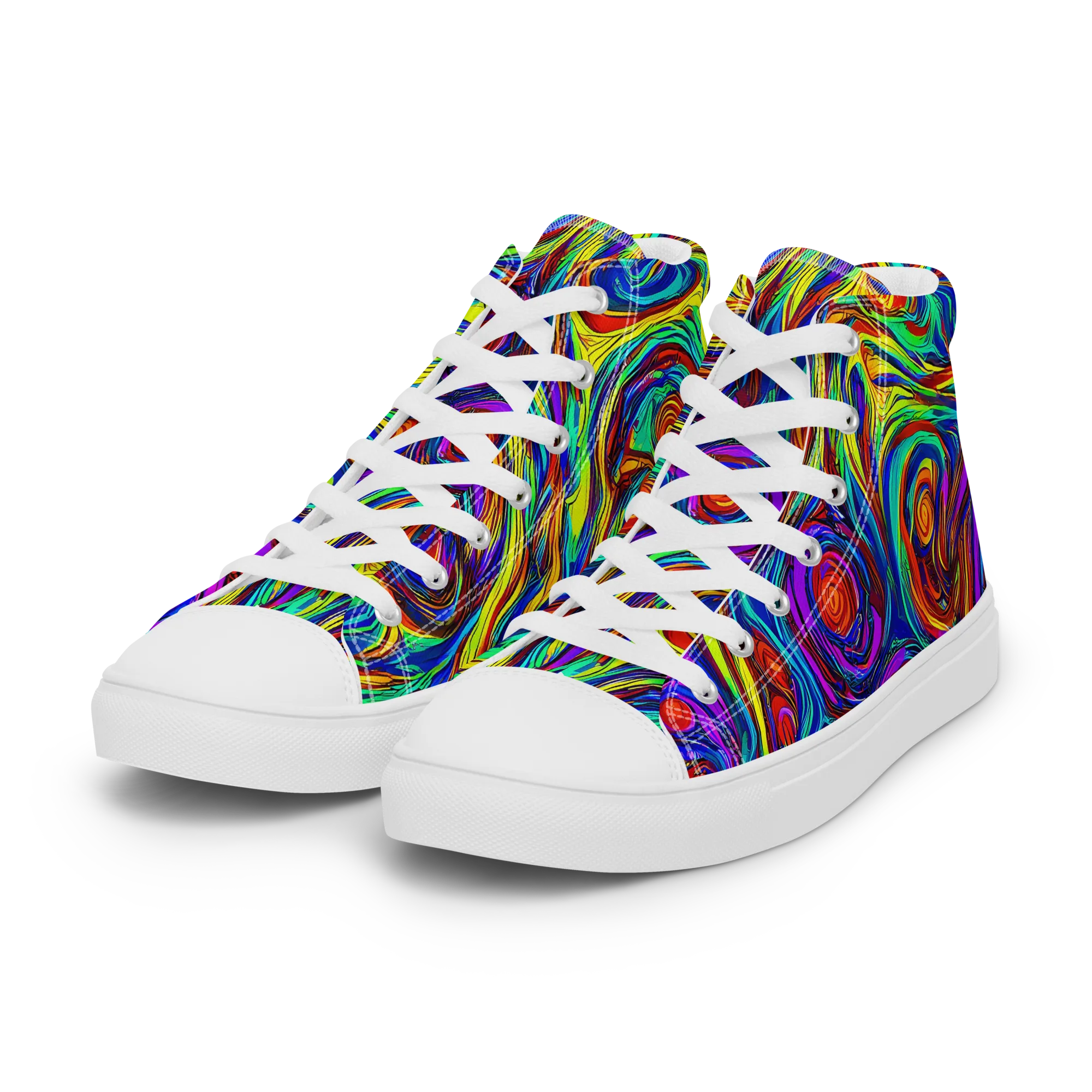 Technicolor Tempest on Women's High Top Canvas Shoes — Left Front