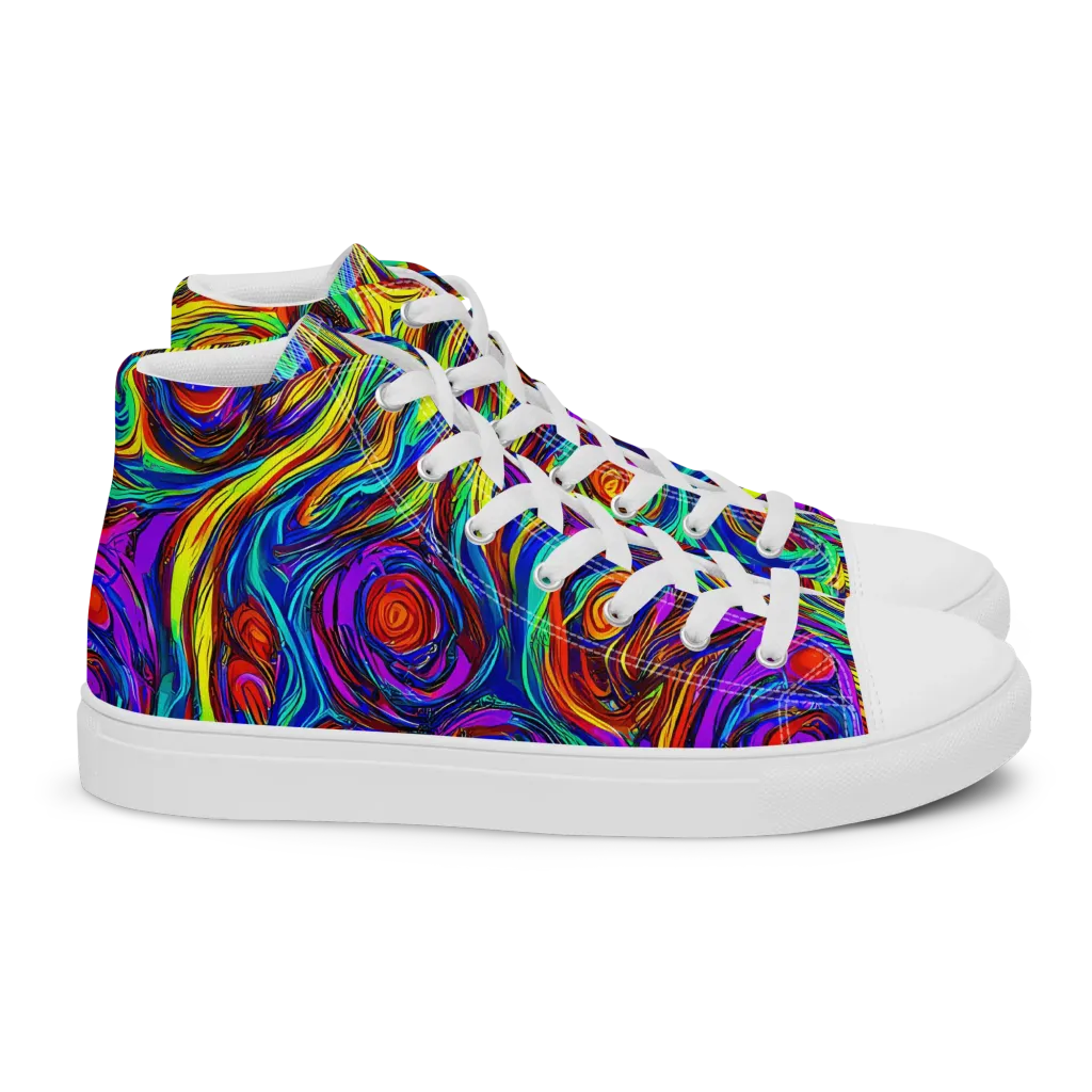 Technicolor Tempest on Women's High Top Canvas Shoes — Right