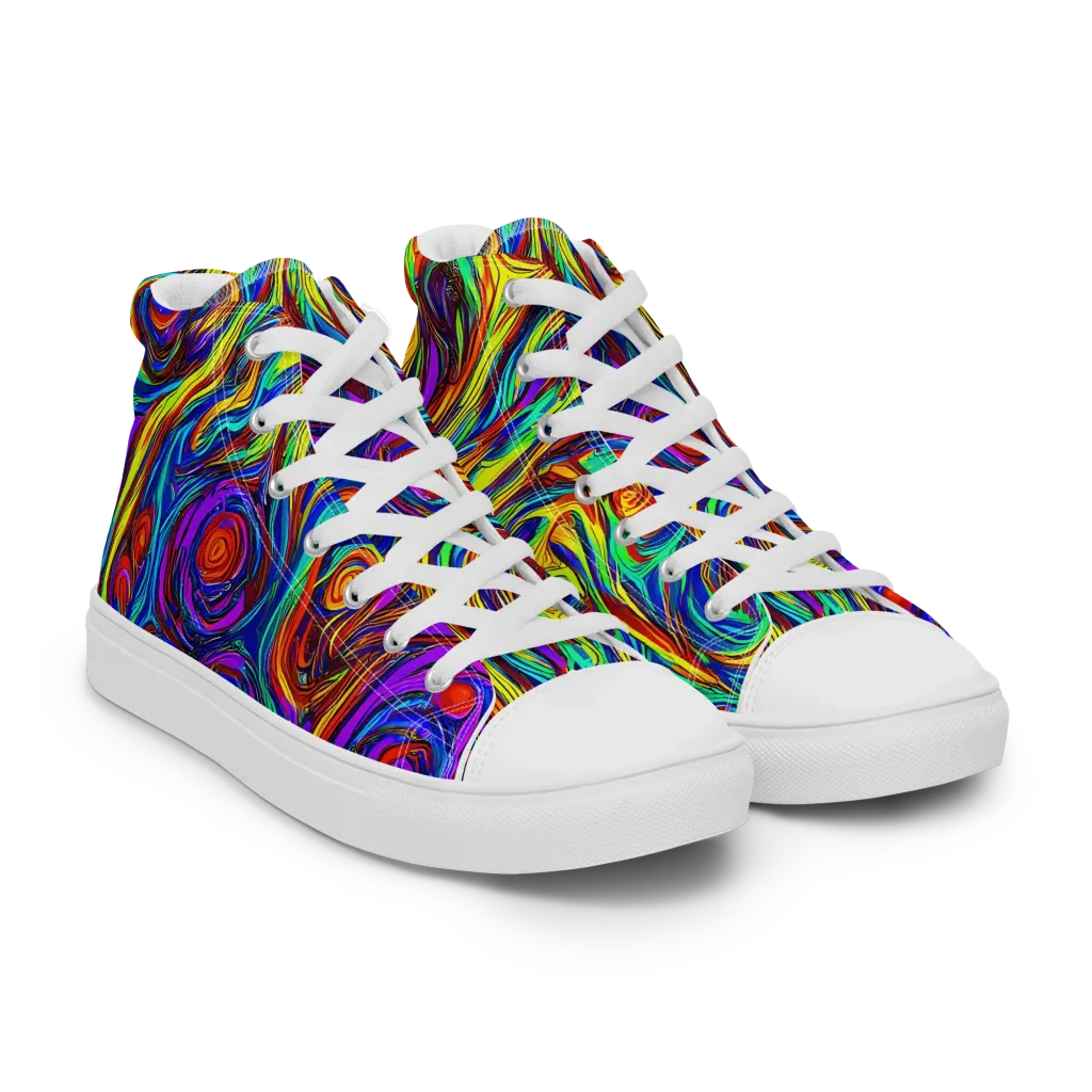 Technicolor Tempest on Women's High Top Canvas Shoes — Right Front
