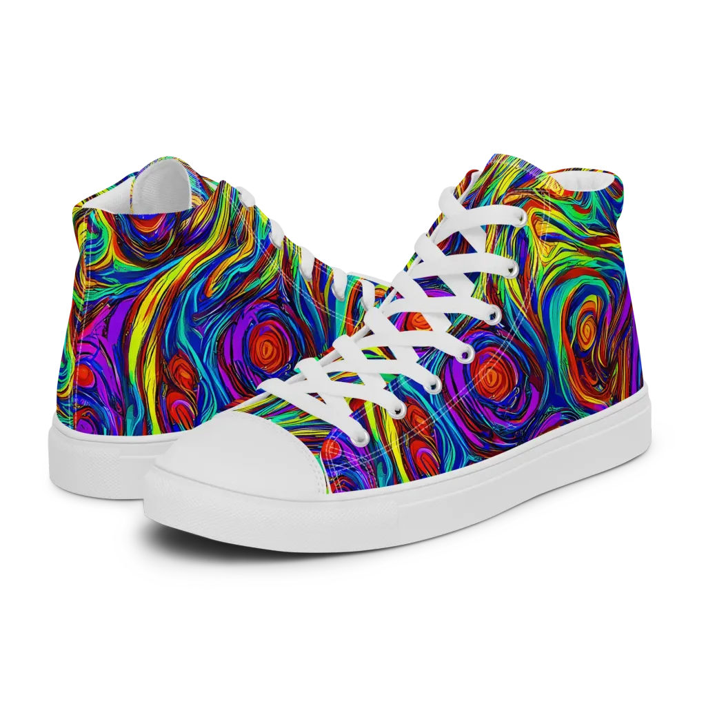 Technicolor Tempest on Women's High Top Canvas Shoes — Left