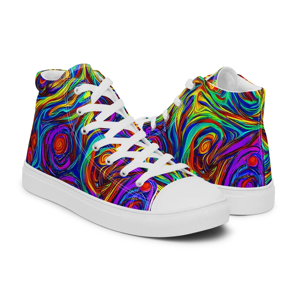 Technicolor Tempest on Women's High Top Canvas Shoes — Right