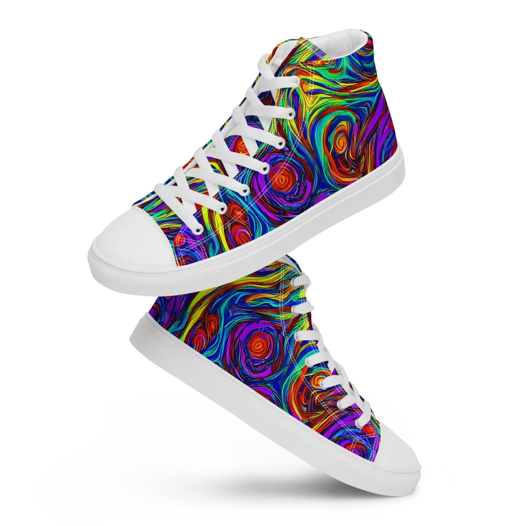 Technicolor Tempest on Women's High Top Canvas Shoes — Front