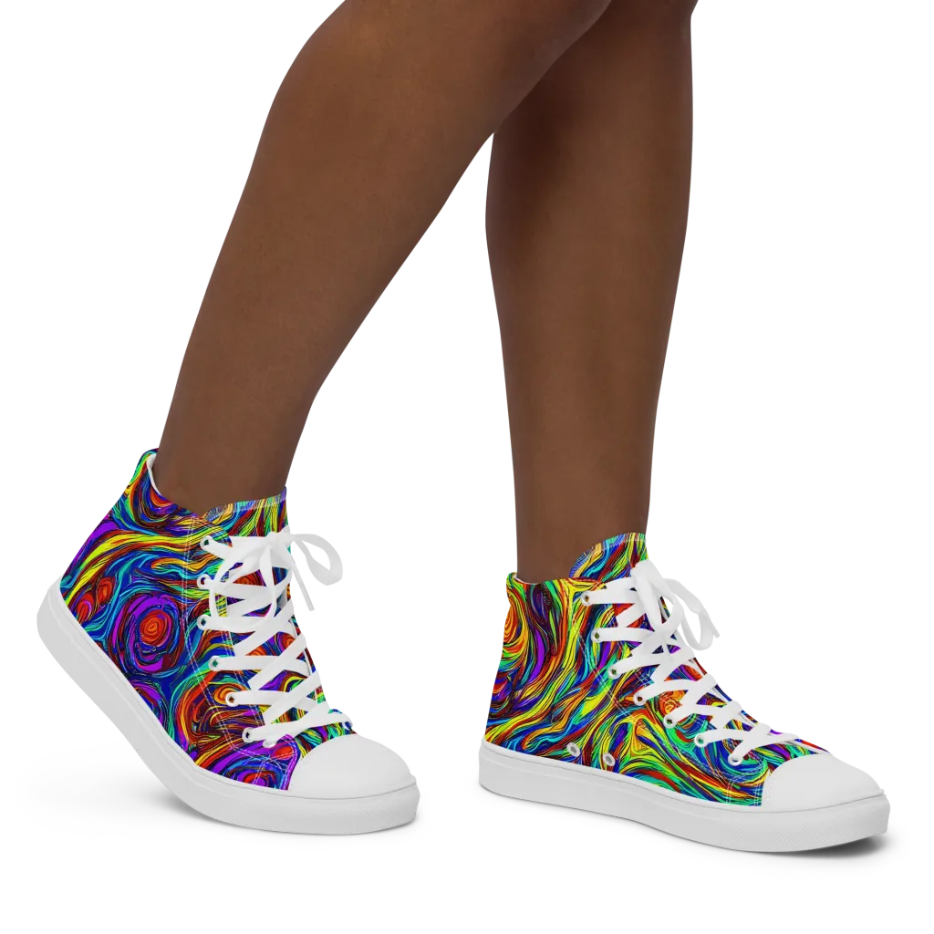 Technicolor Tempest on Women's High Top Canvas Shoes — Right