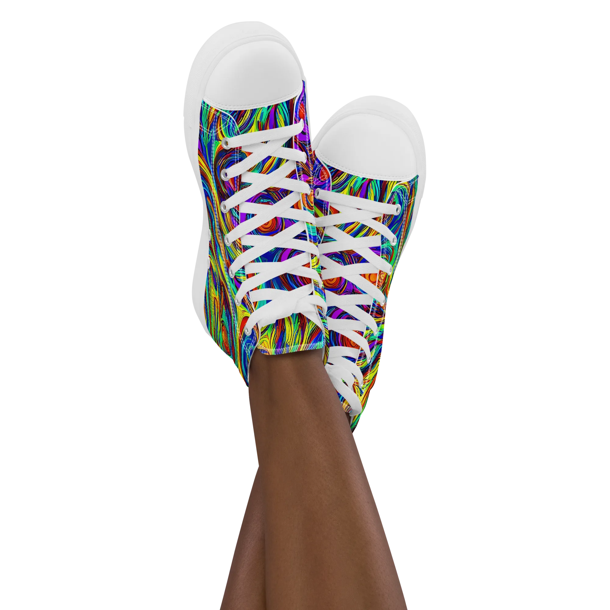 Technicolor Tempest on Women's High Top Canvas Shoes — Front
