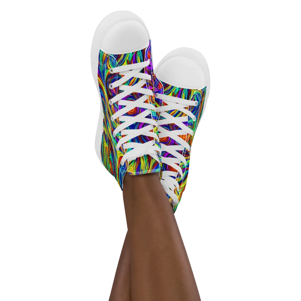 Technicolor Tempest on Women's High Top Canvas Shoes — Front