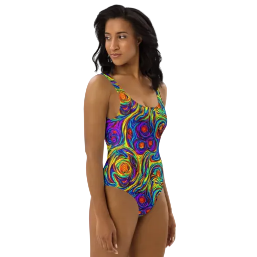 Technicolor Tempest on a One-Piece Swimsuit