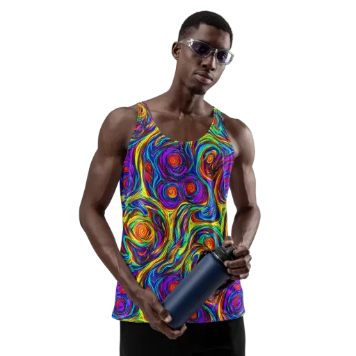 Technicolor Tempest on a Men's Tank Top