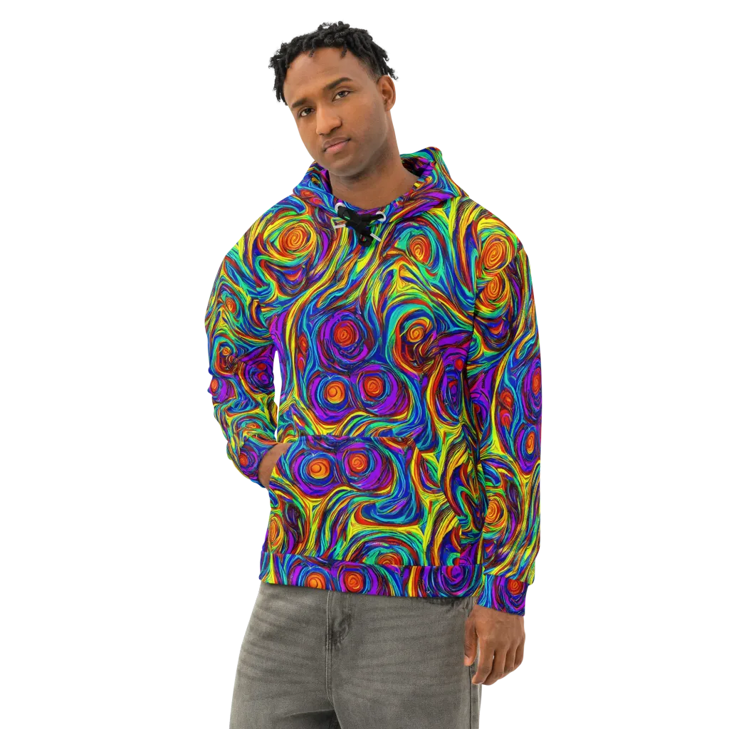 Technicolor Tempest on Cotton Hoodie — Left Front