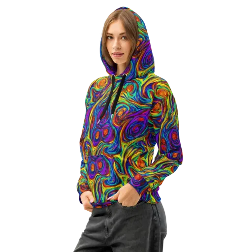 Technicolor Tempest on a Cotton Hoodie