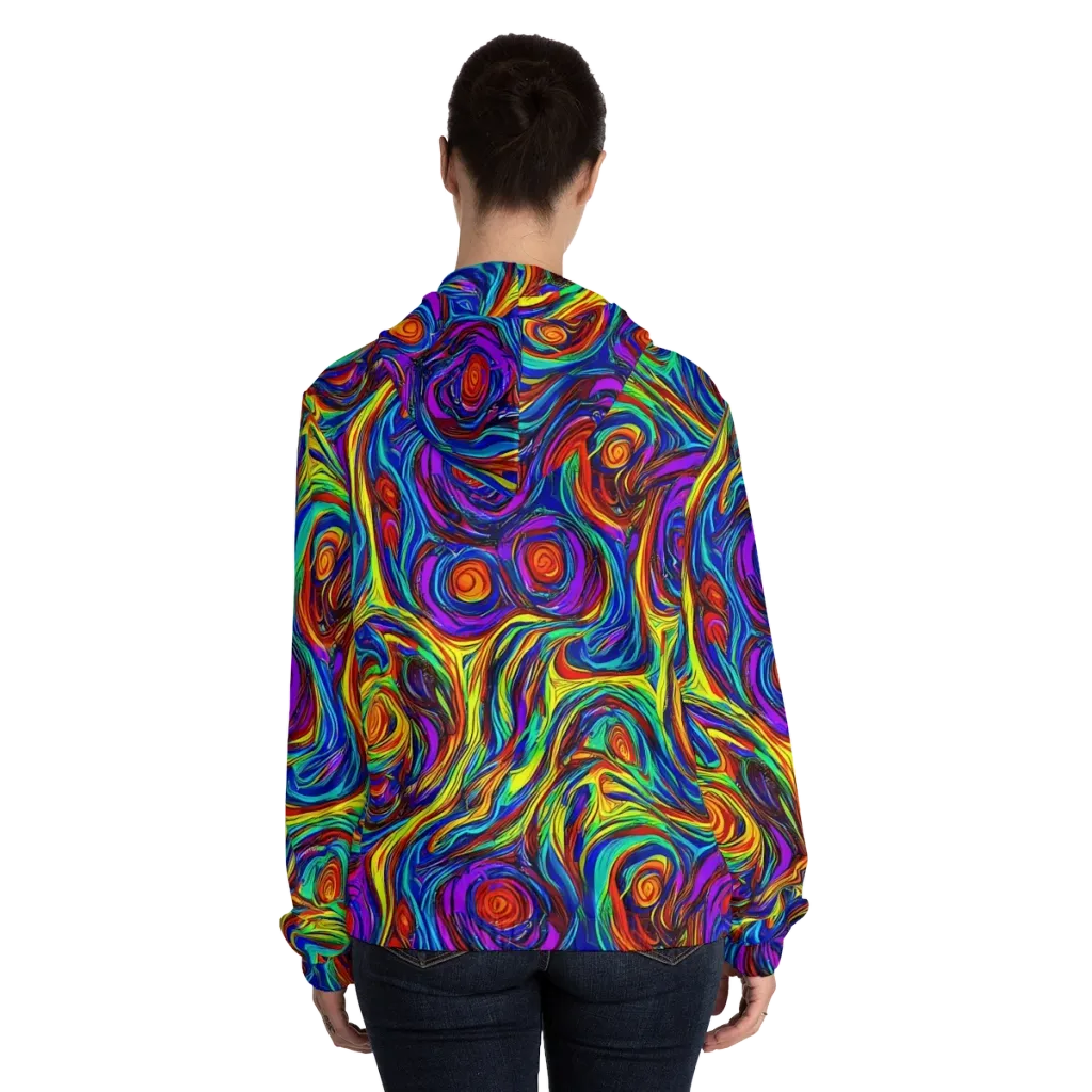 Technicolor Tempest on Women's Full-Zip Hoodie — Back On Person