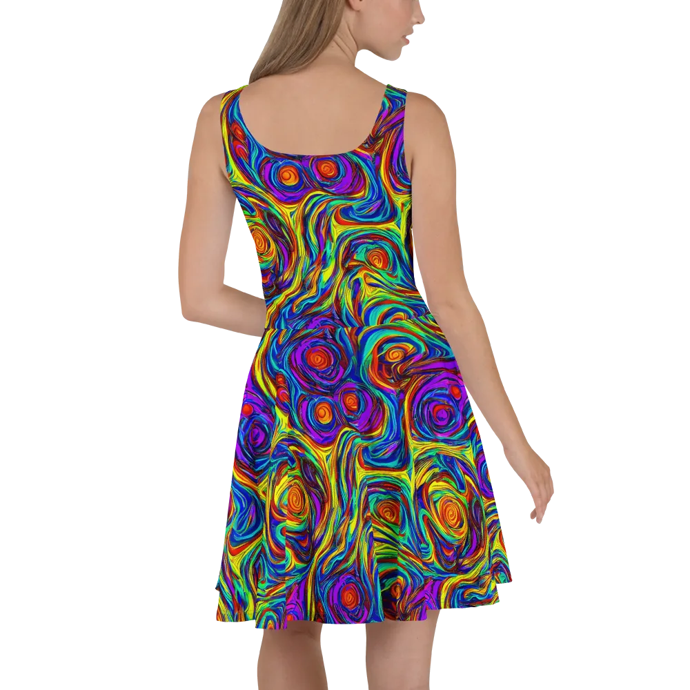 Technicolor Tempest on Skater Dress — Back