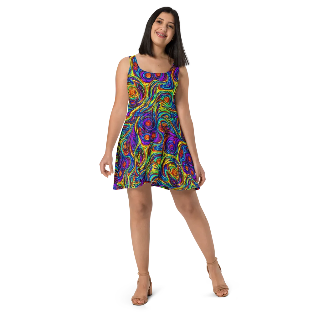 Technicolor Tempest on Skater Dress — Front