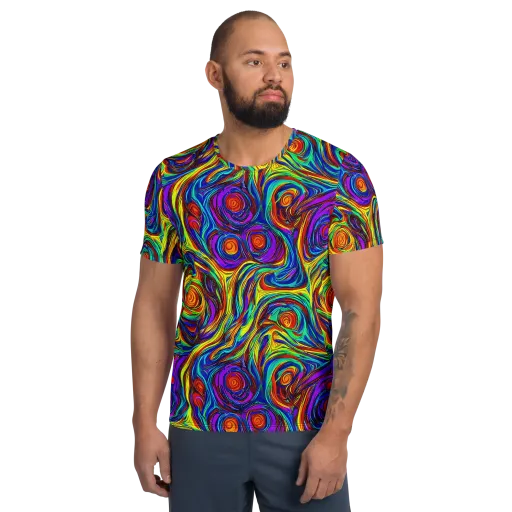 Technicolor Tempest on a Men's Athletic T-Shirt