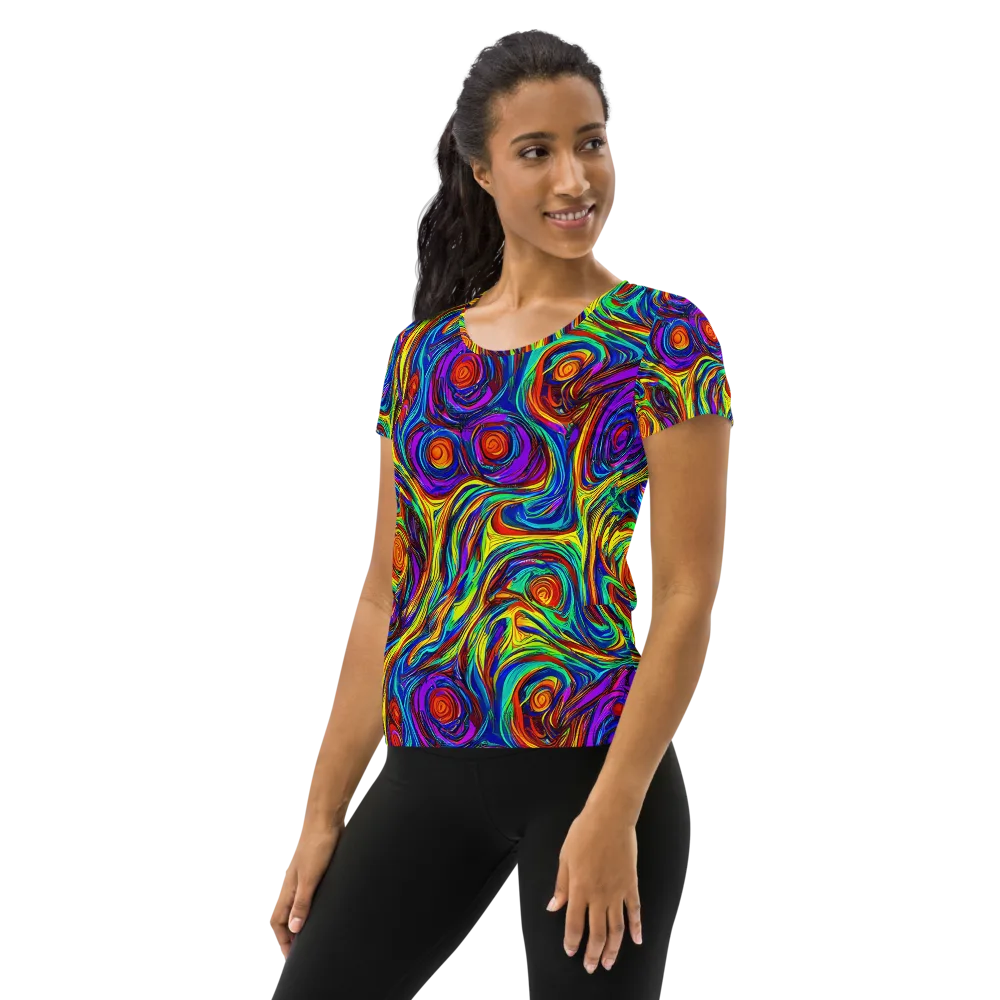 Technicolor Tempest on Women's Athletic T-Shirt — Left