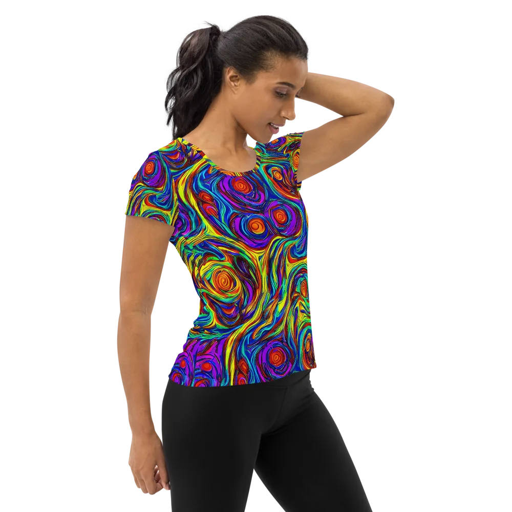 Technicolor Tempest on Women's Athletic T-Shirt — Right