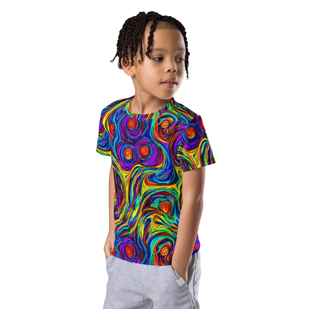 Technicolor Tempest on Kids Crew Neck T-Shirt — Left Front