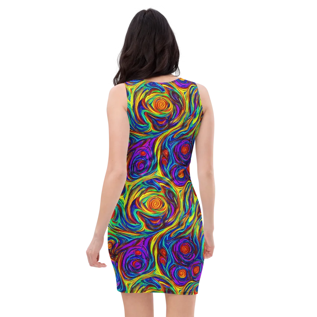 Technicolor Tempest on Bodycon Dress — Back