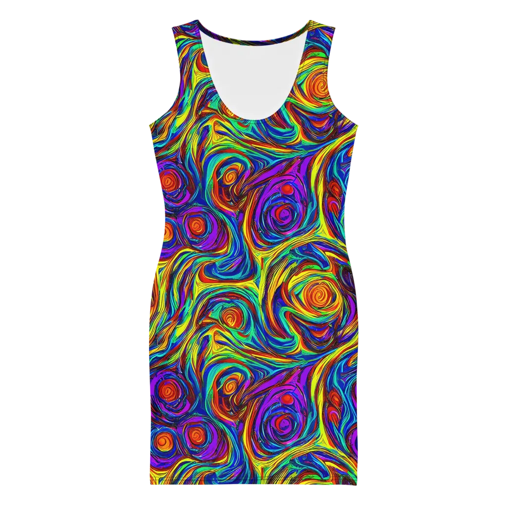 Technicolor Tempest on Bodycon Dress — Front