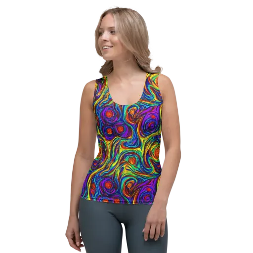 Technicolor Tempest on a Women's Tank Top