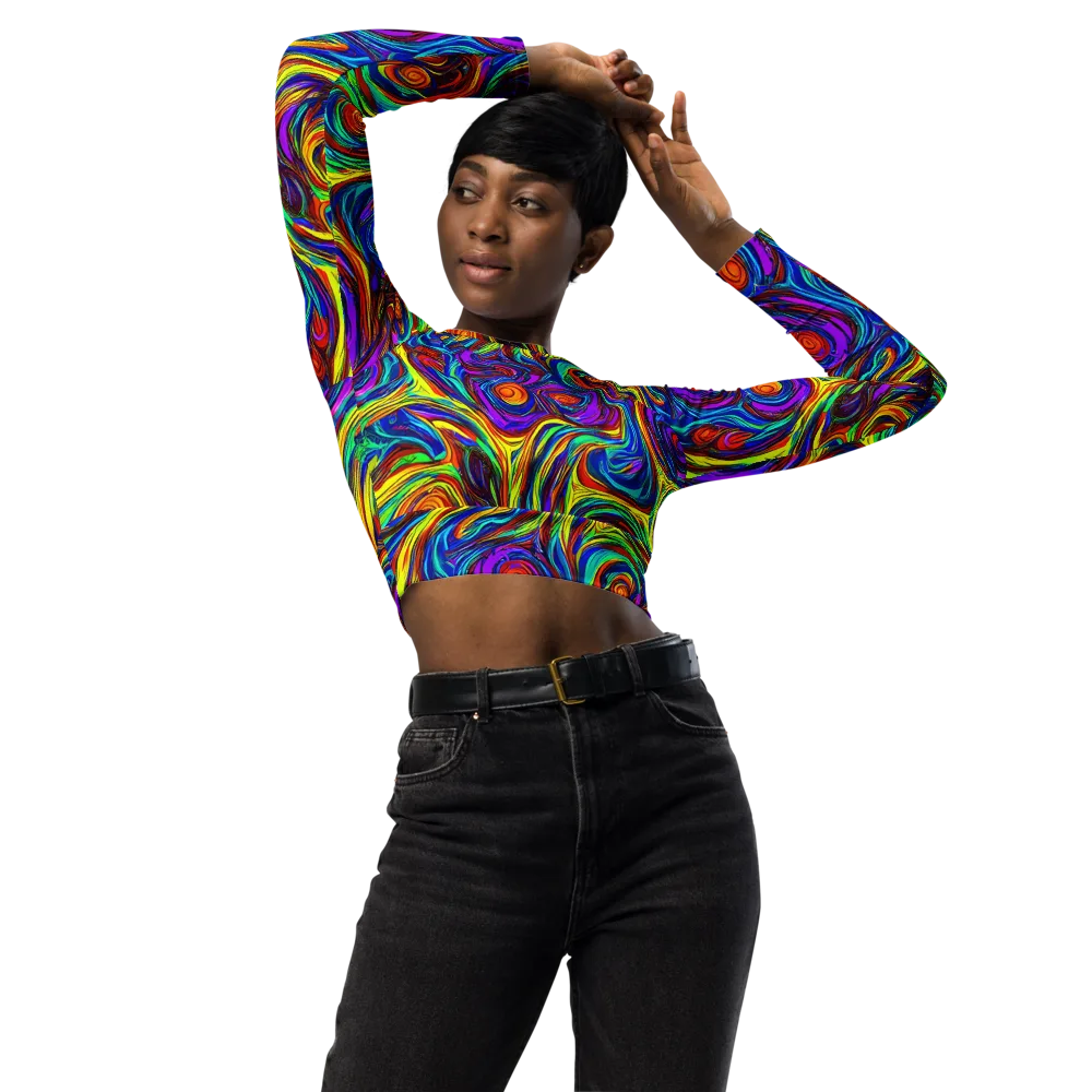 Technicolor Tempest on Long Sleeve Crop Top — Front
