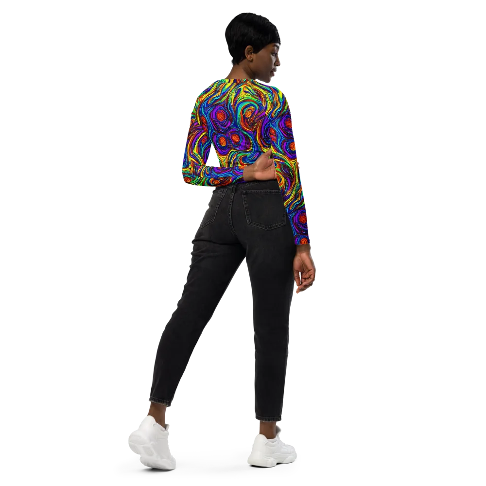 Technicolor Tempest on Long Sleeve Crop Top — Right Back