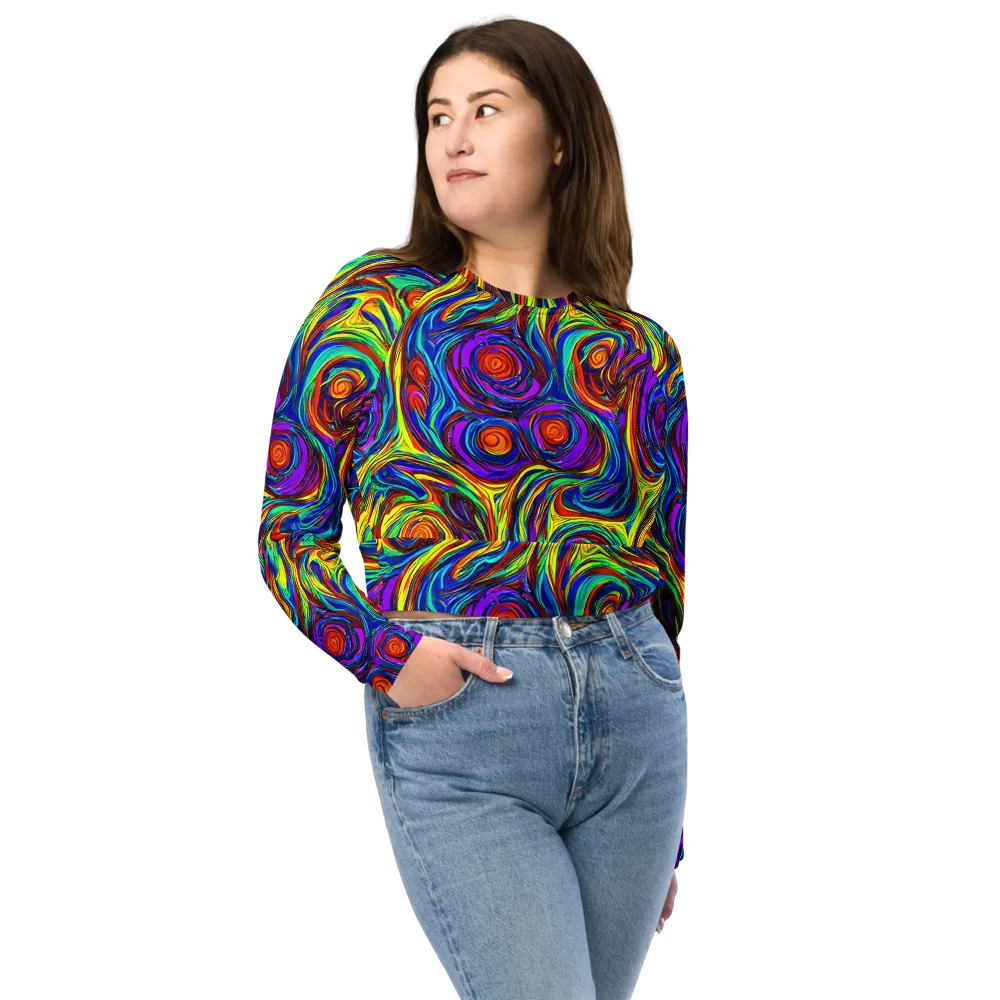 Technicolor Tempest on Long Sleeve Crop Top — Front