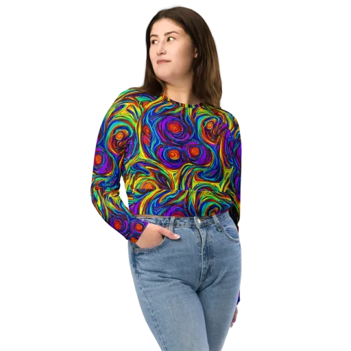 Technicolor Tempest on a Long Sleeve Crop Top