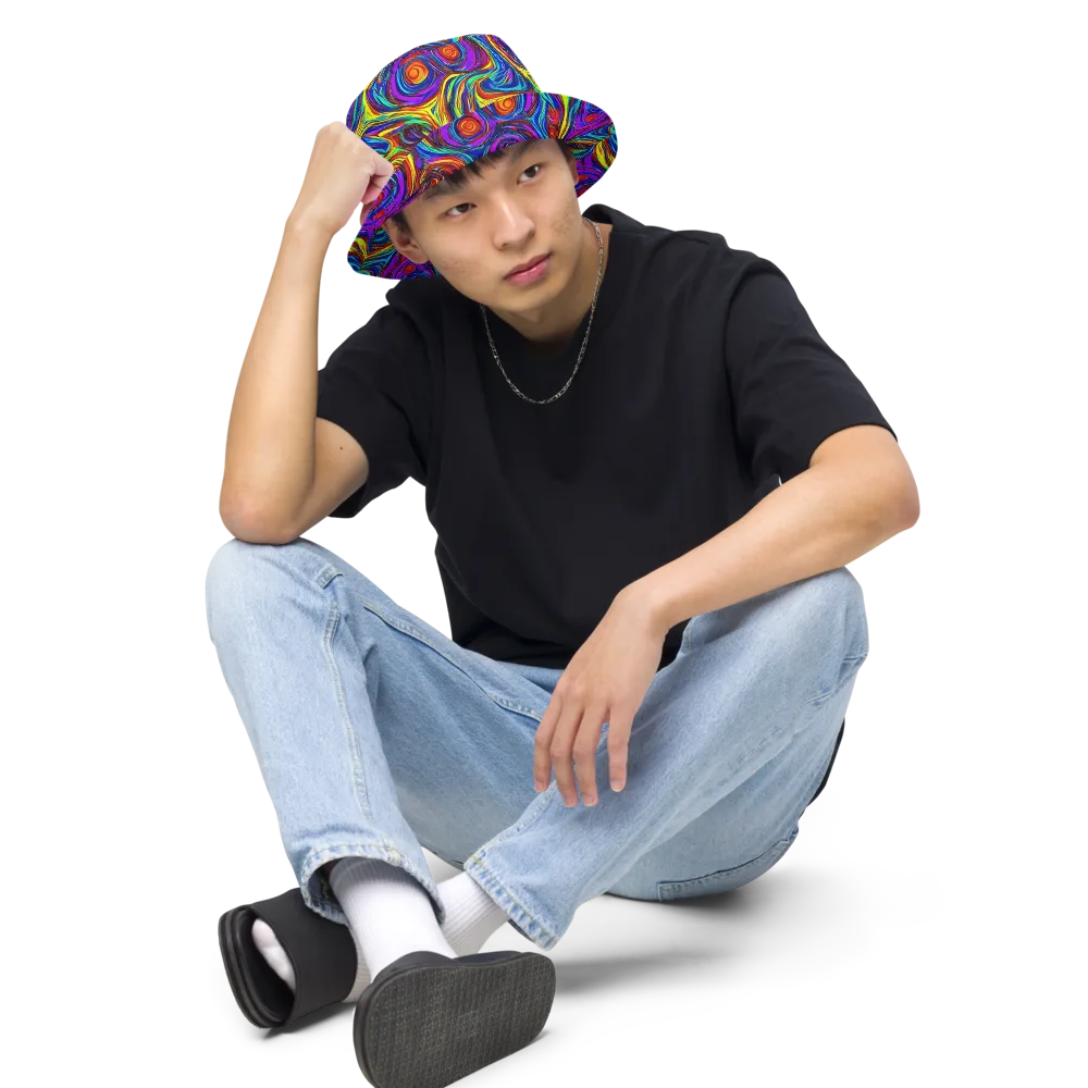 Technicolor Tempest on Reversible Bucket Hat — Front 2 Inside