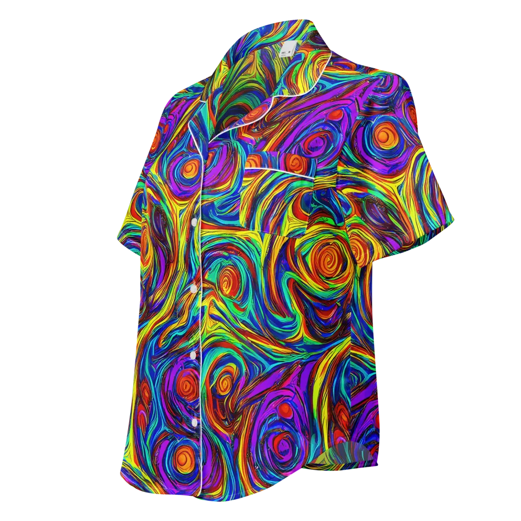 Technicolor Tempest on Women's Short Sleeve Pajama Top — Left Front