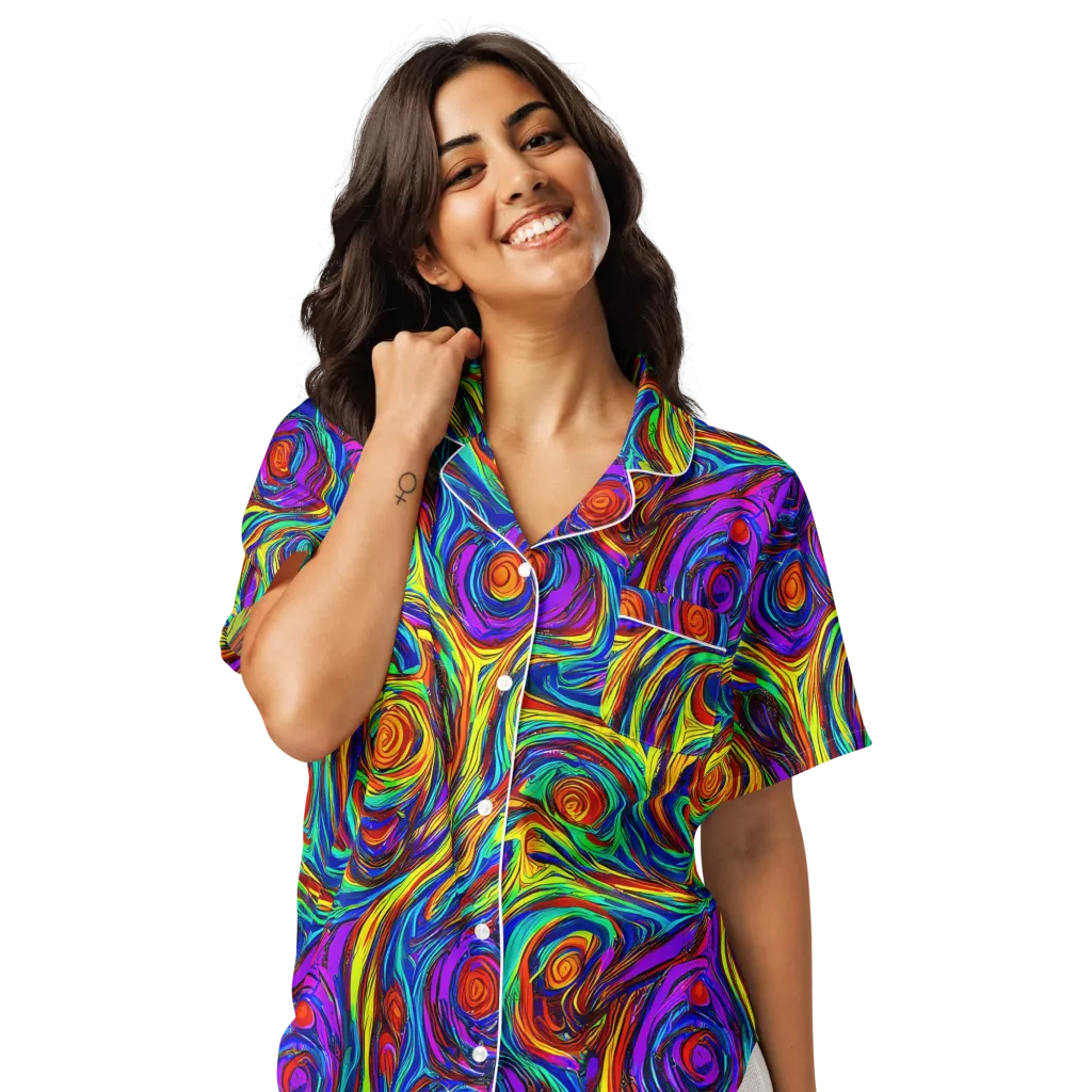 Technicolor Tempest on Women's Short Sleeve Pajama Top — Front