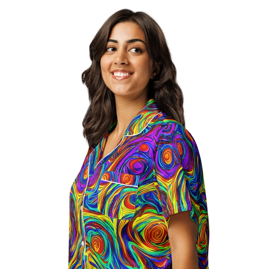 Technicolor Tempest on Women's Short Sleeve Pajama Top — Left Front
