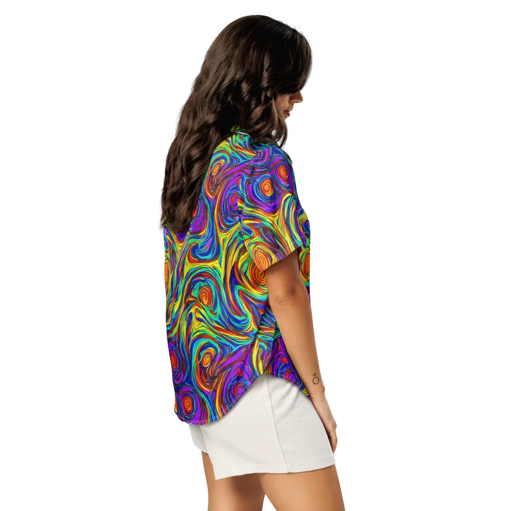 Technicolor Tempest on Women's Short Sleeve Pajama Top — Right Back