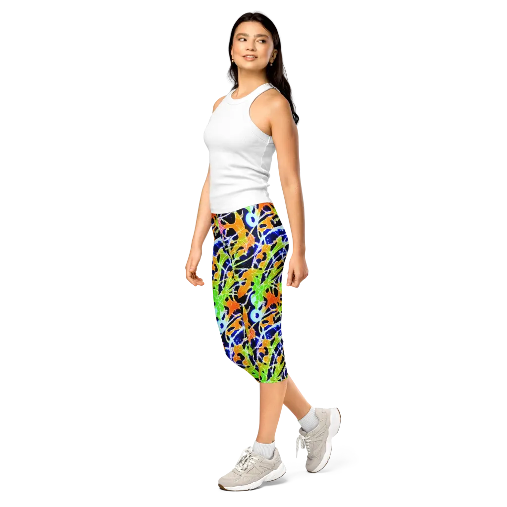 Cosmic Tangent on Capri Leggings — Left Front