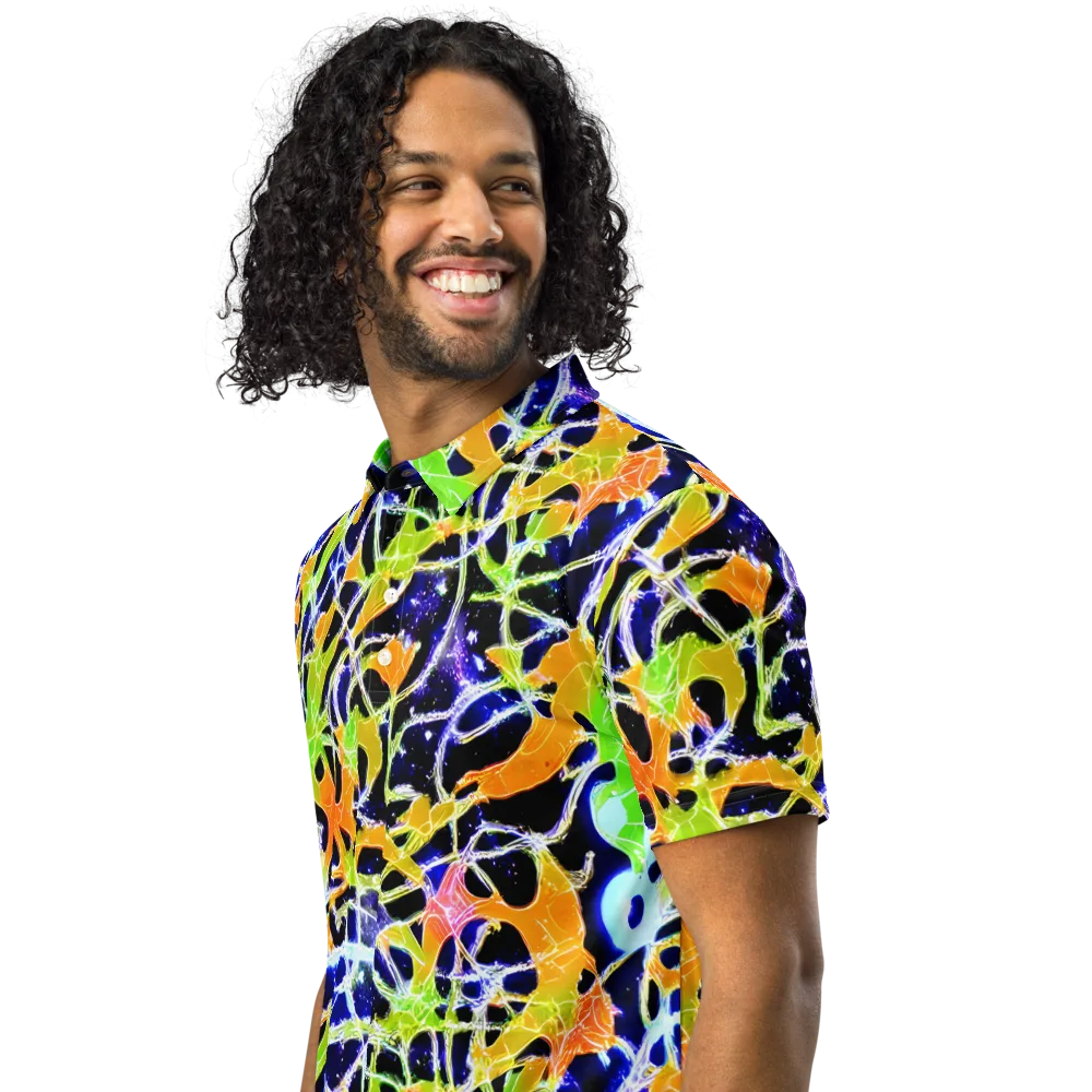 Cosmic Tangent on Men's Slim Fit Polo Shirt — Left Front