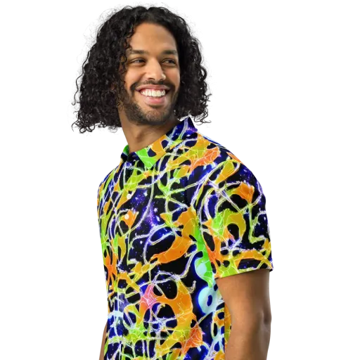 Cosmic Tangent on a Men's Slim Fit Polo Shirt