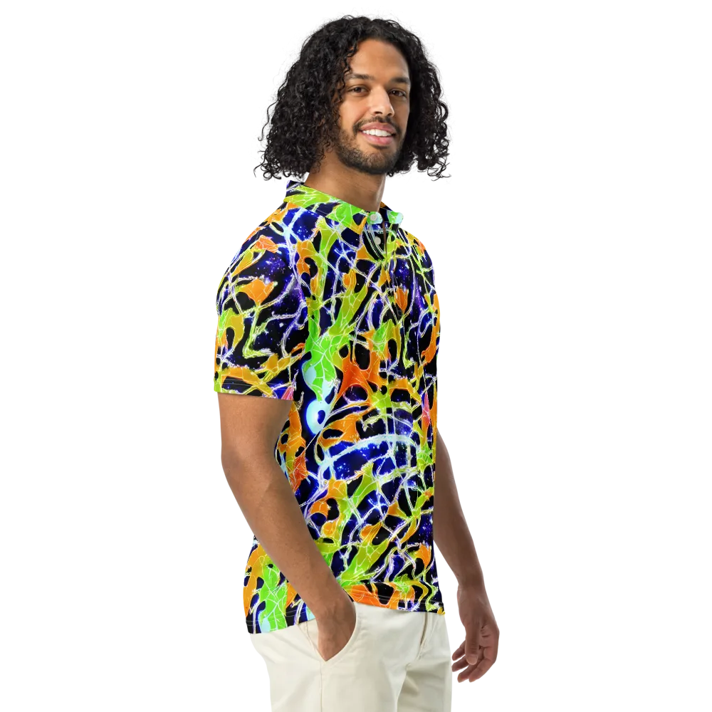 Cosmic Tangent on Men's Slim Fit Polo Shirt — Right Front
