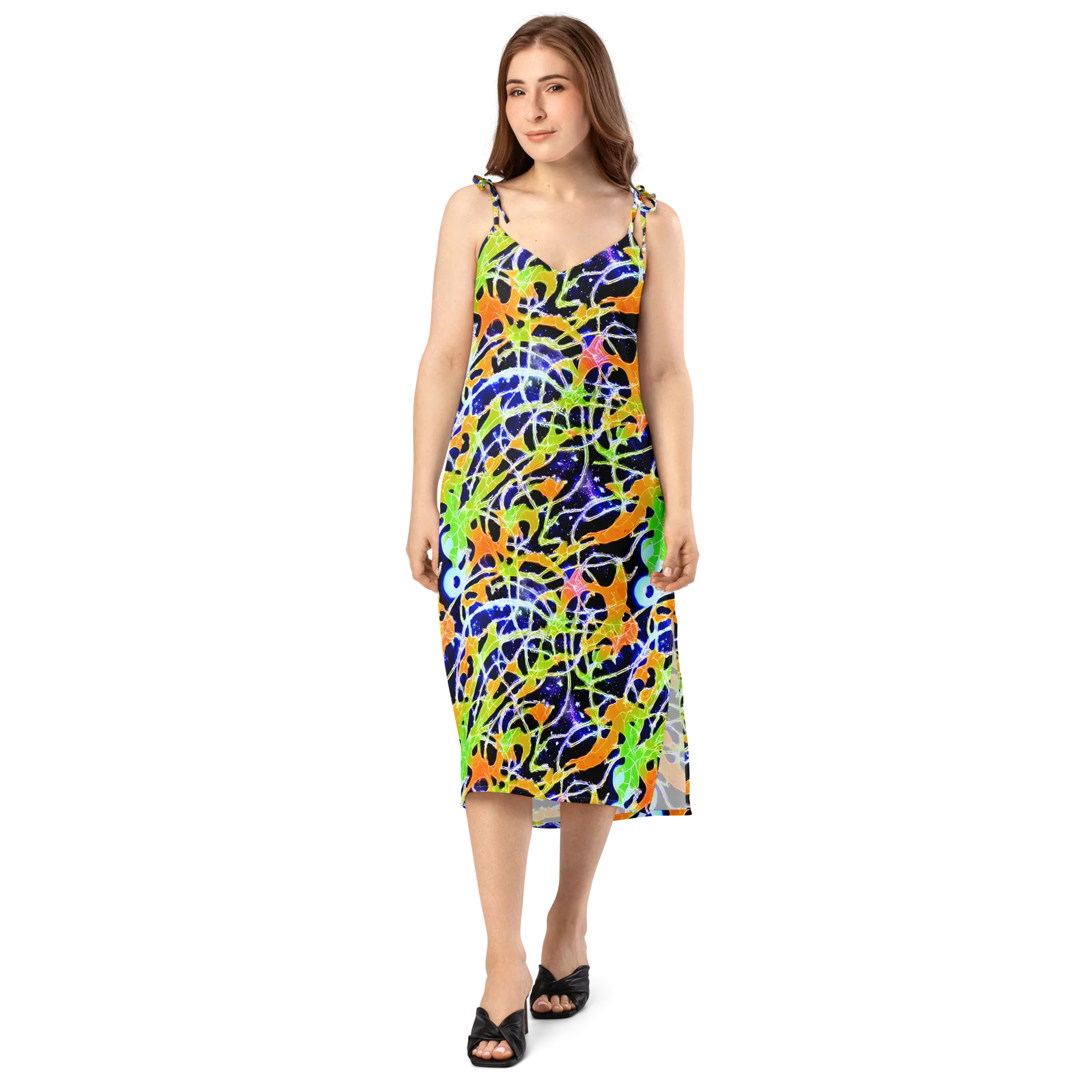 Cosmic Tangent on Slip Dress — Front